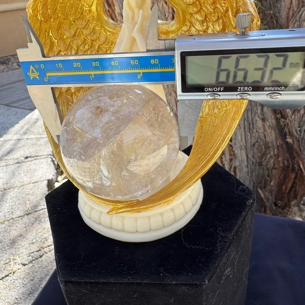 Gold Winged Angel with Clear Quartz Sphere